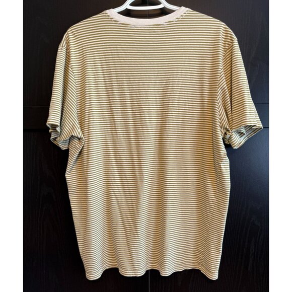 Pact Women's Pullover Organic Cotton Striped Shirt Large Short Sleeves V-Neck - Picture 2 of 7